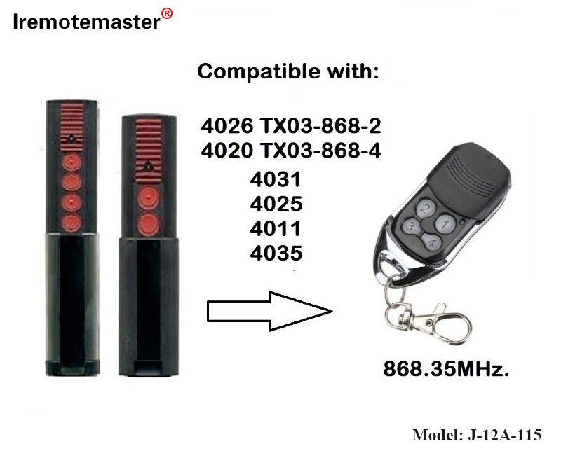 Til 4020 4026 TX03-868-4 fjernbetjening 868mhz TX03-8-4 rullende kode