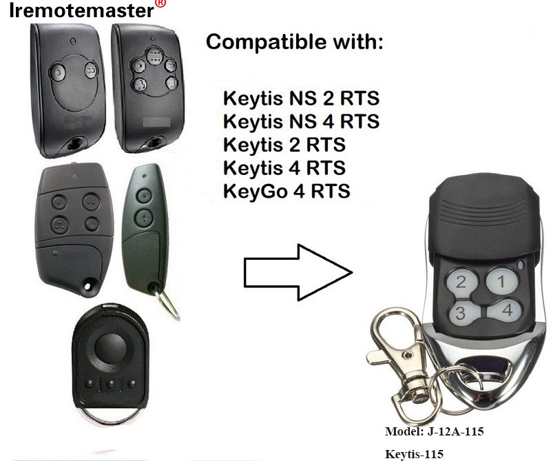 Til Keytis NS 2 RTS Keytis NS 4 RTS Garageportfjernbetjening 433,42MHz